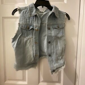 Studded Light Blue Denim Vest juniors size M